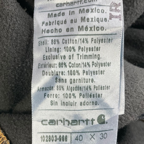 CARHARTT RUGGED FLEX RELAXED FIT DARK WASH FLEECE LINED 5 POCKET JEANS 40/30 NWT - Picture 8 of 11